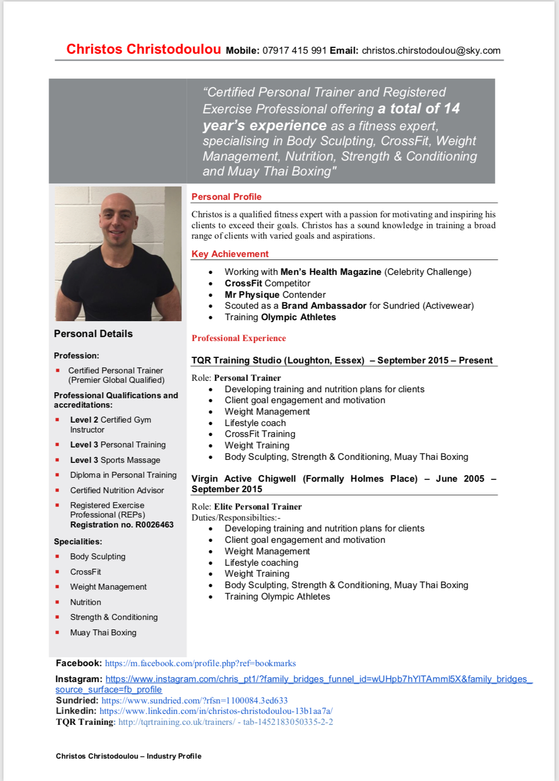 christos christodoulou toplocaltrainer co uk hr trainer profile